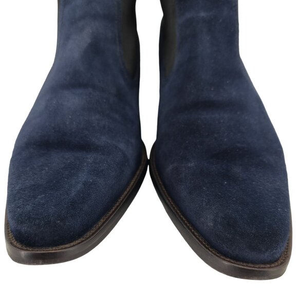 Donald J. Pliner Italy Navy Blue Suede Chelsea Ankle Boots Mens 7.5M Dress Shoes - Picture 10 of 12